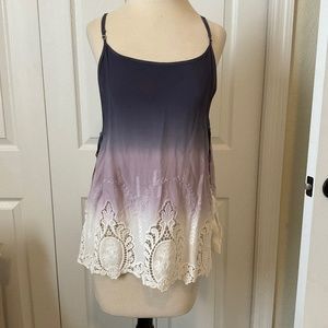 Young Fabulous and Broke Purple Ombre Embroidered Top Coverup Sz S
